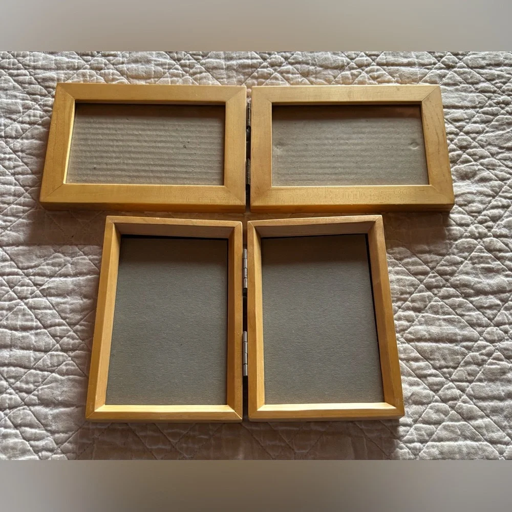 Made in Thailand Bundle of 2 Natural Wood Double Hinged Frames 4x6 Photo Size